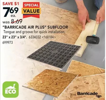 RONA "barricade air plus" subfloor offer