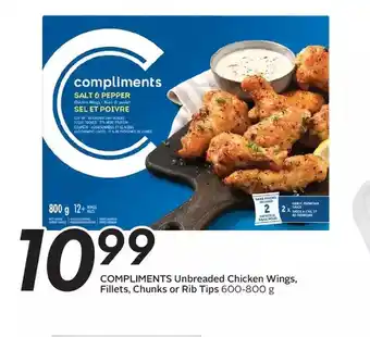 Sobeys Urban Fresh Compliments unbreaded chicken wings, fillets, chunks or rib tips offer