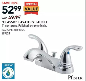 RONA Pfister "classic" lavatory faucet offer