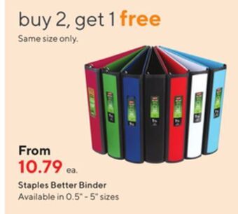 Staples Staples better binder offer