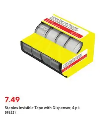 Staples Staples invisible tape with dispenser, 4 pk offer