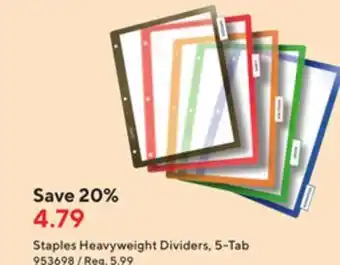 Staples Staples better print & apply label plastic dividers set offer