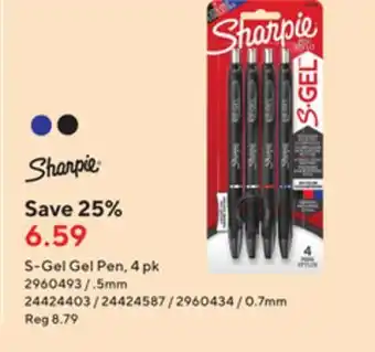 Staples Sharpie s-gel gel pen, 4pk offer
