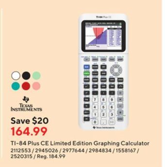 Staples Texas ti-84 plus ce limited edition graphing calculator offer