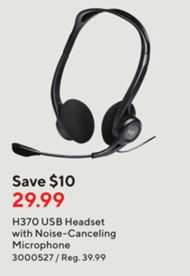 Staples Logitech h370 usb headset with noise-cancelling microphone offer