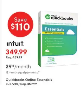 Staples Quickbooks online essentials offer