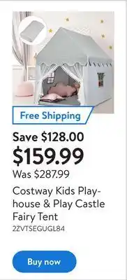 Walmart Costway kids playhouse & play castle fairy tent offer