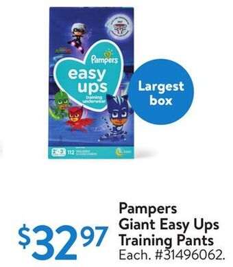 Walmart Pampers giant easy ups training pants offer