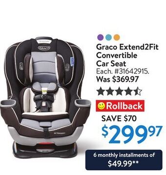 Walmart Graco extend2fit convertible car seat offer