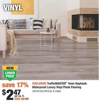 Home Depot Trafficmaster™ 4mm dayhawk waterproof luxury vinyl plank flooring offer