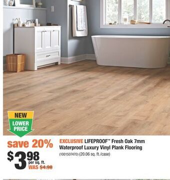 Home Depot Lifeproof™ fresh oak 7mm waterproof luxury vinyl plank flooring offer