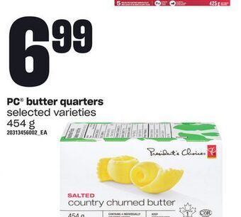 Zehrs Markets Pc® butter quarters, 454 g offer