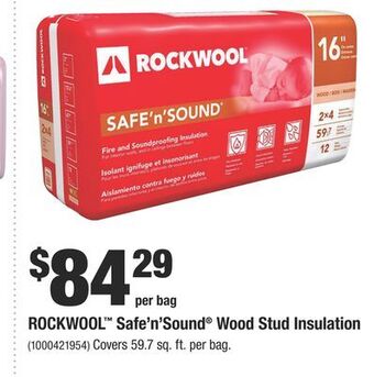 Home Depot Rockwool™ safe'n'sound® wood stud insulation offer