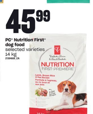 Zehrs Markets Pc® nutrition first® dog food, 14 kg offer