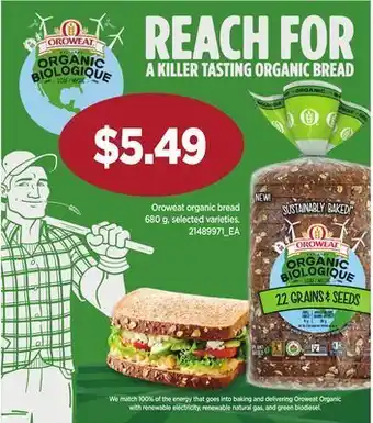 Zehrs Markets Oroweat organic bread, 680 g offer