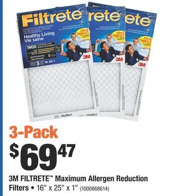 Home Depot 3m filtrete™ maximum allergen reduction filters offer