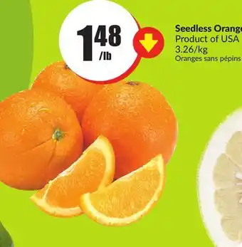 FreshCo Seedless oranges product of usa 3.26/kg offer
