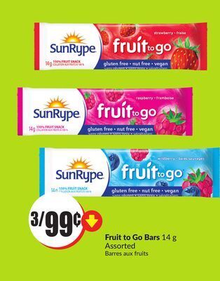 FreshCo Fruit to go bars 14 g assorted offer