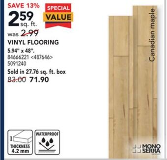 RONA Mono serra vinyl flooring 5.94" x 48" offer