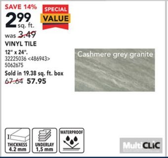 RONA Multiclic vinyl tile, 12" x 24" offer