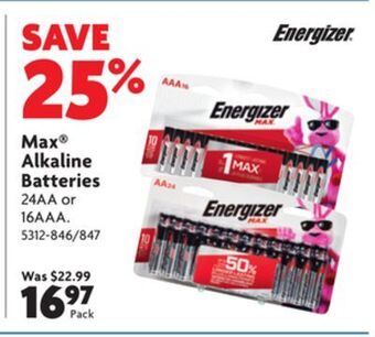 Home Hardware Max® alkaline batteries offer