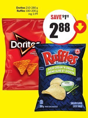 Chalo FreshCo Doritos 210-280 g ruffles 180-200 g offer