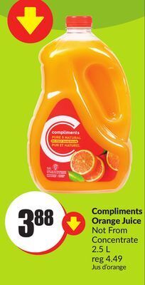 Chalo FreshCo Compliments orange juice not from concentrate 2.5 l offer