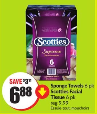 Chalo FreshCo Sponge towels 6 pk scotties facial tissue 6 pk offer