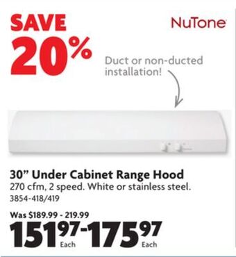 Home Hardware 30" under cabinet range hood offer