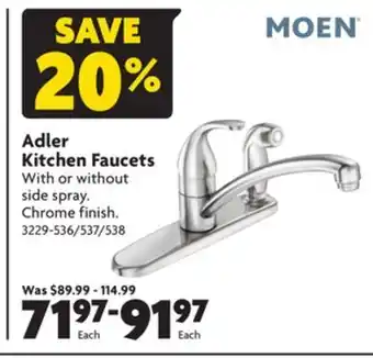 Home Hardware Adler kitchen faucets offer
