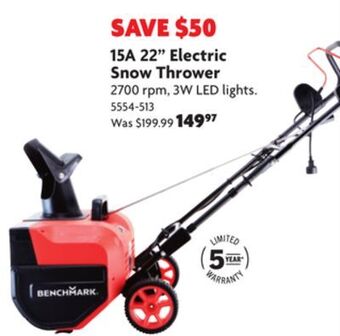 Home Hardware 15a 22" electric snow thrower offer