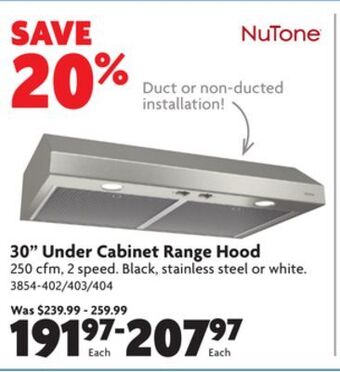 Home Hardware 30" under cabinet range hood offer