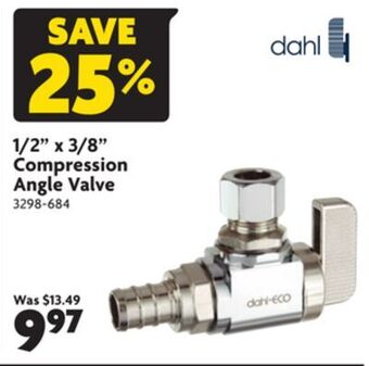 Home Hardware 1/2" x 3/8" compression angle valve offer