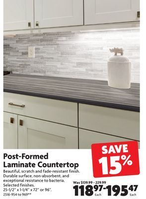 Home Hardware Post-formed laminate countertop offer