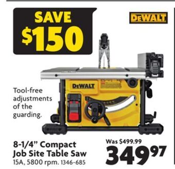 Home Hardware 8-1/4" compact job site table saw offer