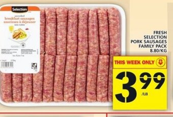 Food Basics Fresh selection pork sausages family pack offer