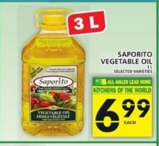 Food Basics Saporito vegetable oil offer