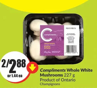 FreshCo Compliments whole white mushrooms offer
