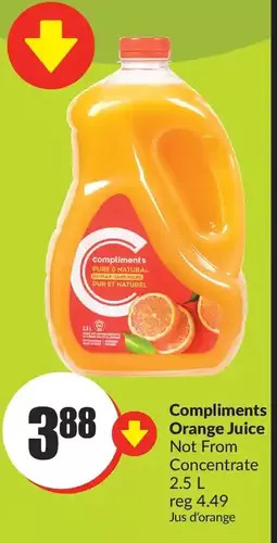 FreshCo Compliments orange juice offer