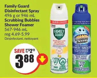 FreshCo Family guard disinfectant spray | scrubbing bubbles shower foamer offer