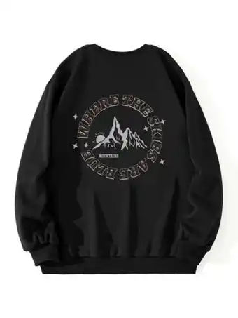 SheIn Mountain and letter graphic thermal lined sweatshirt offer