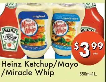 Heinz Ketchup/Mayo/Miracle Whip