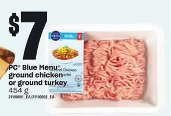 Loblaws Pc blue menu ground chicken or ground turkey offer
