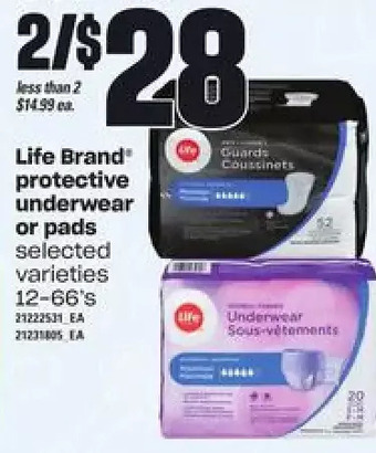 Loblaws Life brand protective underwear or pads offer
