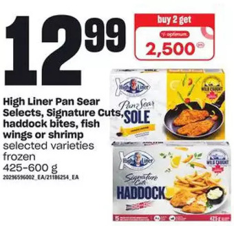 Loblaws High liner pan sear selects, signature cuts, haddock bites, fish wings or shrimp offer