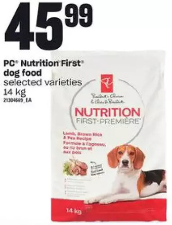 Loblaws Pc nutrition first dog food offer