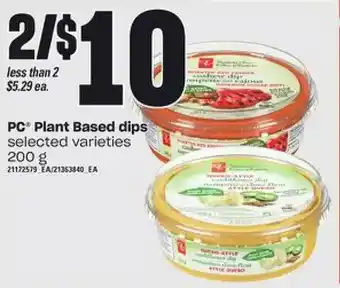 Loblaws Pc plant based dips offer