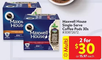 Walmart Maxwell house single-serve coffee pods offer