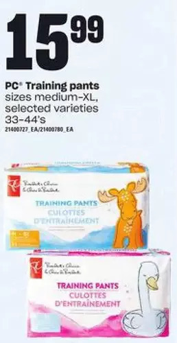 Loblaws Pc training pants offer