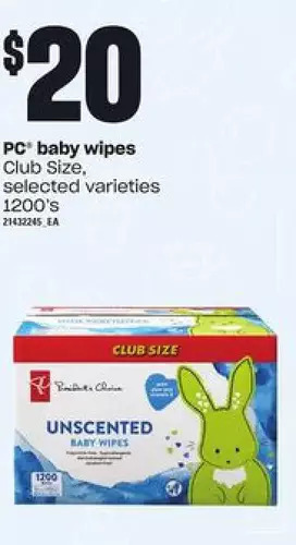 Loblaws Pc baby wipes offer